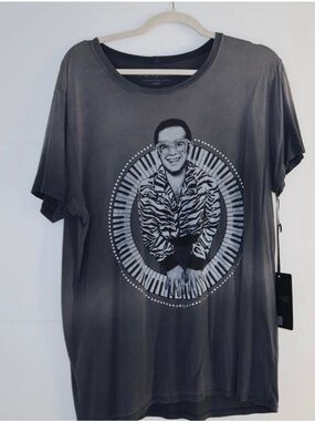 Lauren Moshi Elton John Graphic Tee with Rhinestones